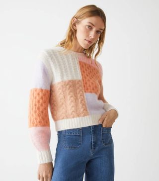 & Other Stories + Cable Knit Colour Block Sweater