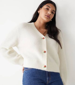 & Other Stories + Floral Button Knit Cardigan