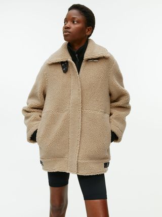 Arket + Oversized Leather-Trimmed Pile Jacket