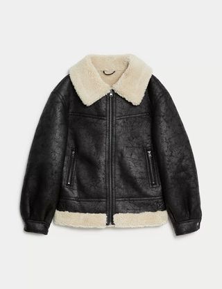 M&S Collection + Faux Shearling Aviator Jacket