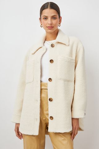 Rails + Connie Shirt Jacket in Ivory Teddy