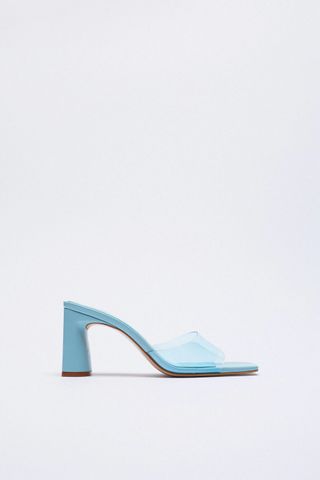 Zara + Wide Heeled Vinyl Sandals