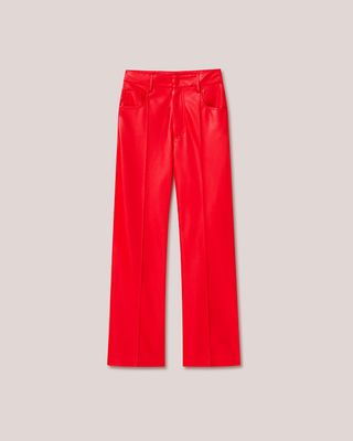 Nanushka + Zoey Vegan Leather Pleated Pants in Red