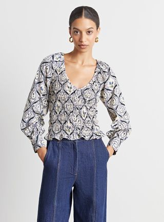 Who What Wear Collection + Rejina Puff-Sleeve V-Neck Blouse