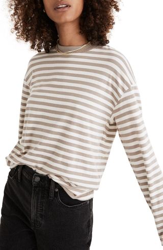Madewell + Essential Stripe Long Sleeve Supima Cotton T-Shirt