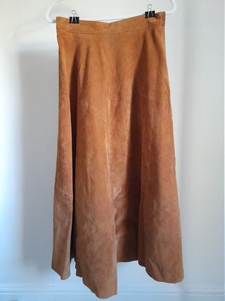 Vintage + Vintage 70s Suede Leather Maxi Skirt