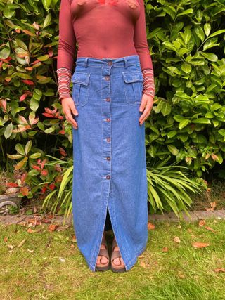 Vintage + Denim Maxi Skirt