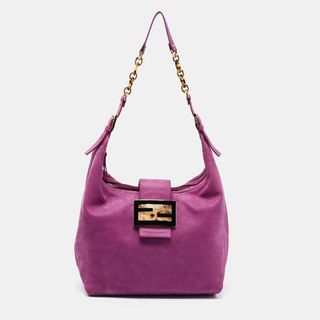 Fendi + Purple Suede Zip Hobo Bag