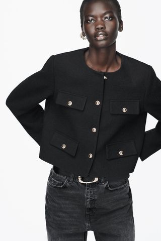 Zara + Cropped Jacket With Flaps