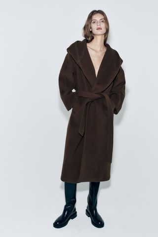 Zara + Manteco Wool Blend Coat With Hood