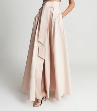 Reiss + Gigi Neutral Cotton Blend Maxi Skirt