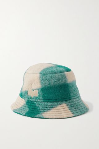 Isabel Marant + Haley embroidered checked felt bucket hat