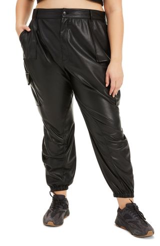 Good American + Faux Leather Cargo Pants