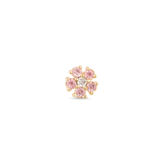 Stone and Strand + Pink Sapphire and Diamond Flower Stud