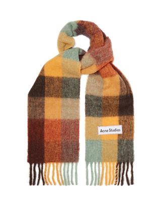 Acne Studios + Checked Fringed Scarf