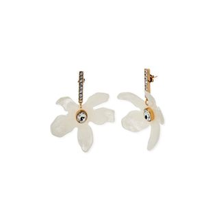 Scoop + 14K Gold Flash-Plated Crystal White Resin Flower Earrings