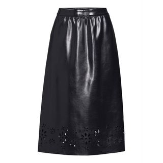 Scoop + Faux Leather Laser Midi Skirt
