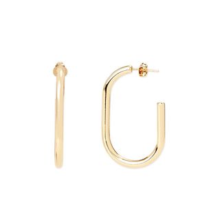 Scoop + 14K Gold Flash-Plated Oval Hoop Earrings