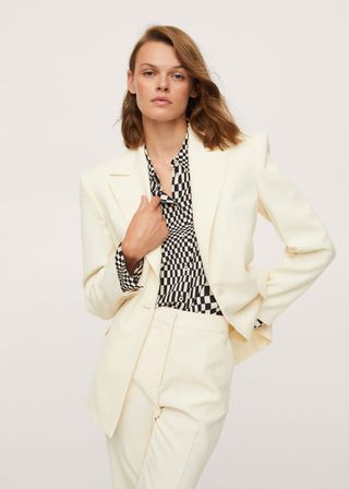 Mango + Patterned Suit Blazer