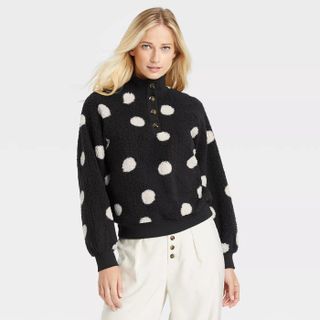 Who What Wear x Target + Henley Neck Pullover Sweater