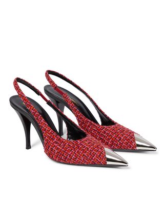 Saint Laurent + Vesper Tweed Slingback Pumps