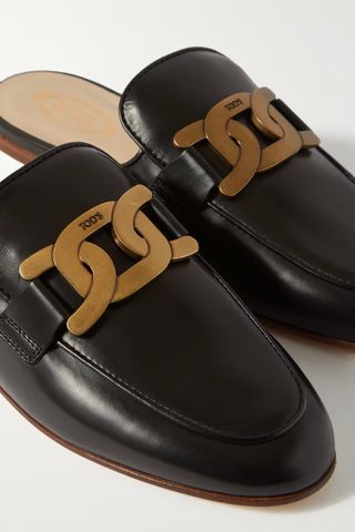 Tod's + Embellished Leather Slippers
