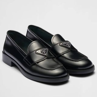 Prada + Unlined Brushed Leather Loafers