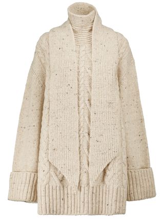 Ganni + Cable-Knit Wool-Blend Sweater