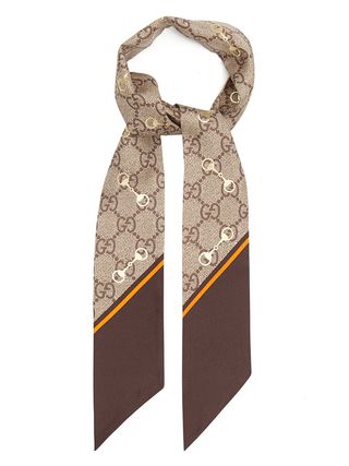 Gucci + Horsebit and GG-print silk-faille scarf