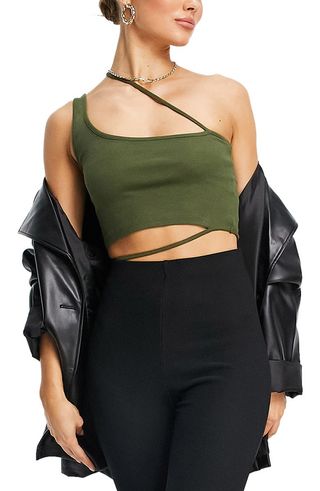 Topshop + Ribbed Stretch Cotton Crop Top