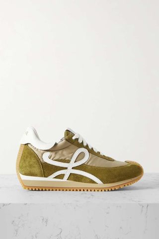 Loewe + Flow Logo-Appliquéd Shell, Suede and Leather Sneakers