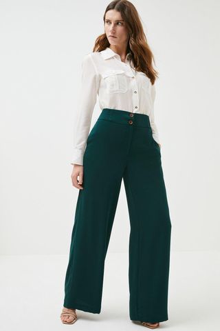 Karen Millen + Essential Tailored Wide Leg Woven Trousers
