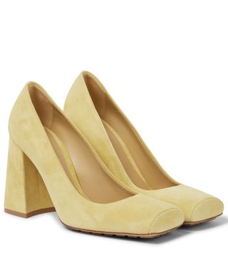 Mytheresa + 90 Square-Toe Suede Pumps