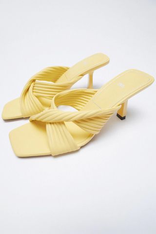 Zara + Pleated Strap Heeled Sandals