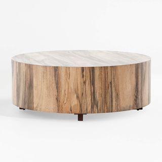 Crate & Barrel + Dillon Spalted Primavera Round Wood Coffee Table