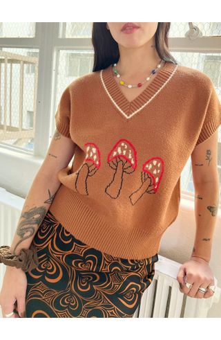 Lisa Says Gah + Fangio Mushroom Oversize Sweater Vest