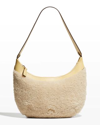 Manu Atelier + Mini Hobo Shearling Shoulder Bag