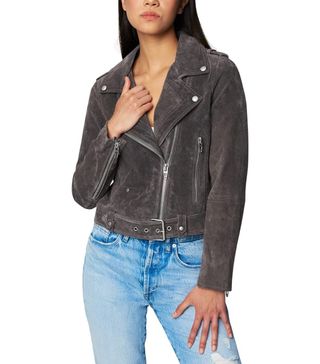 BlankNYC + Cropped Suede Leather Motorcycle Jacket