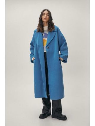 Nasty Gal + Wool Look Oversized Long Sleeve Coat