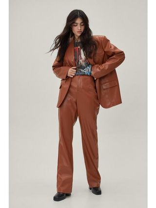 Nasty Gal + Premium Faux Leather Trouser Co Ord