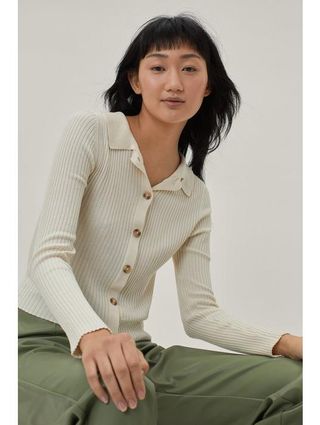 Nasty Gal + Ribbed Knit Button Down Cardigan Top