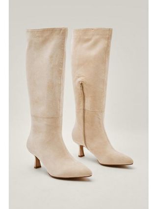 Nasty Gal + Knee High Pointed Faux Suede Boots
