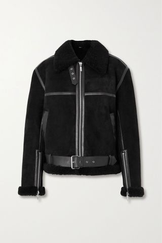 Toteme + + Net Sustain Leather-Trimmed Shearling Jacket