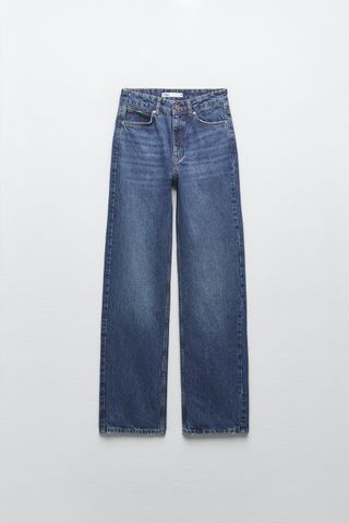 Zara + Straight Leg High Rise Jeans