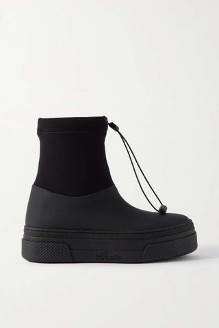 Khaite + Lenox Suede and Rubber Ankle Boots