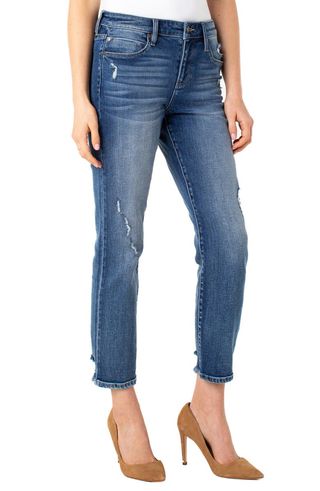 Liverpool Los Angeles + Distressed Ankle Straight Leg Jeans