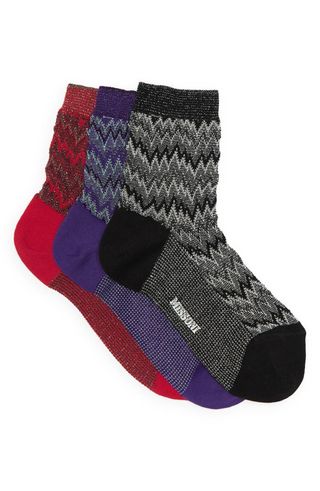 Missoni + Metallic Zigzag 3-Pack Socks