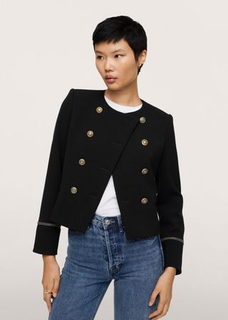 Mango + Double-Breasted Jacket With Buttons