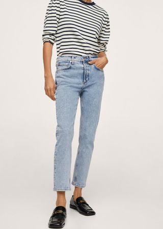 Mango + Medium-Waist Cropped Slim-Fit Jeans