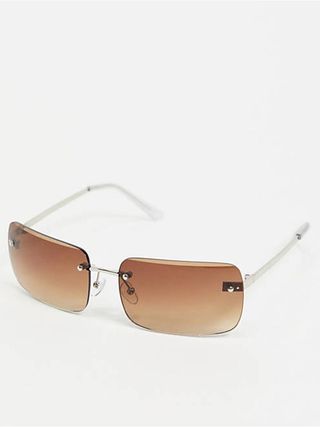 ASOS Design + 90s Rimless Mid-Size Square Sunglasses